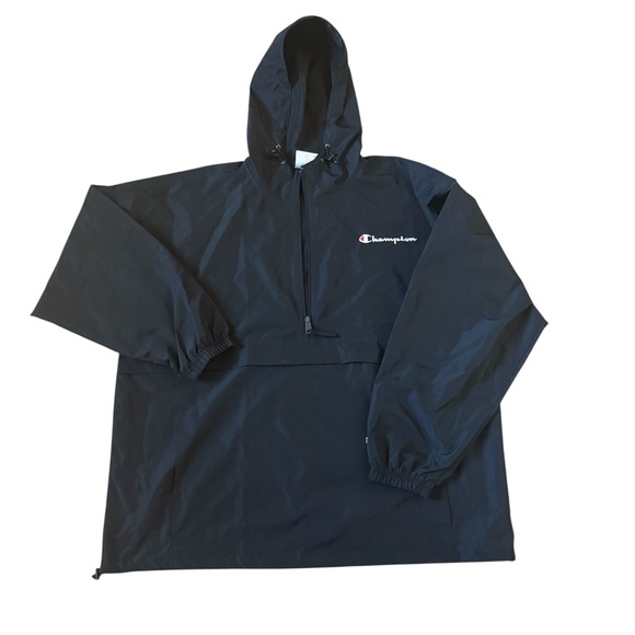 Champion‎ Men's Black Stadium Packable Jacket Script Windbreaker Jacket Size 2XL - Picture 2 of 9